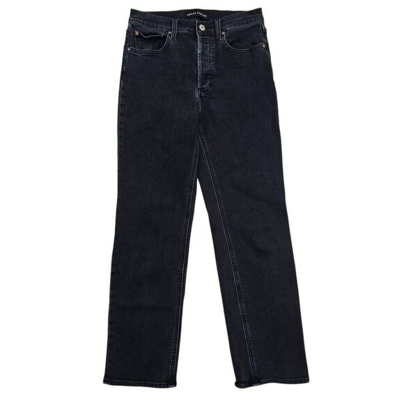 Denim Forum The Arlo High Rise Straight Jeans Womens 27 Black Button Fly Classic - Picture 1 of 6